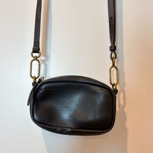 Madewell Black Leather Crossbody Bag with Gold Accents